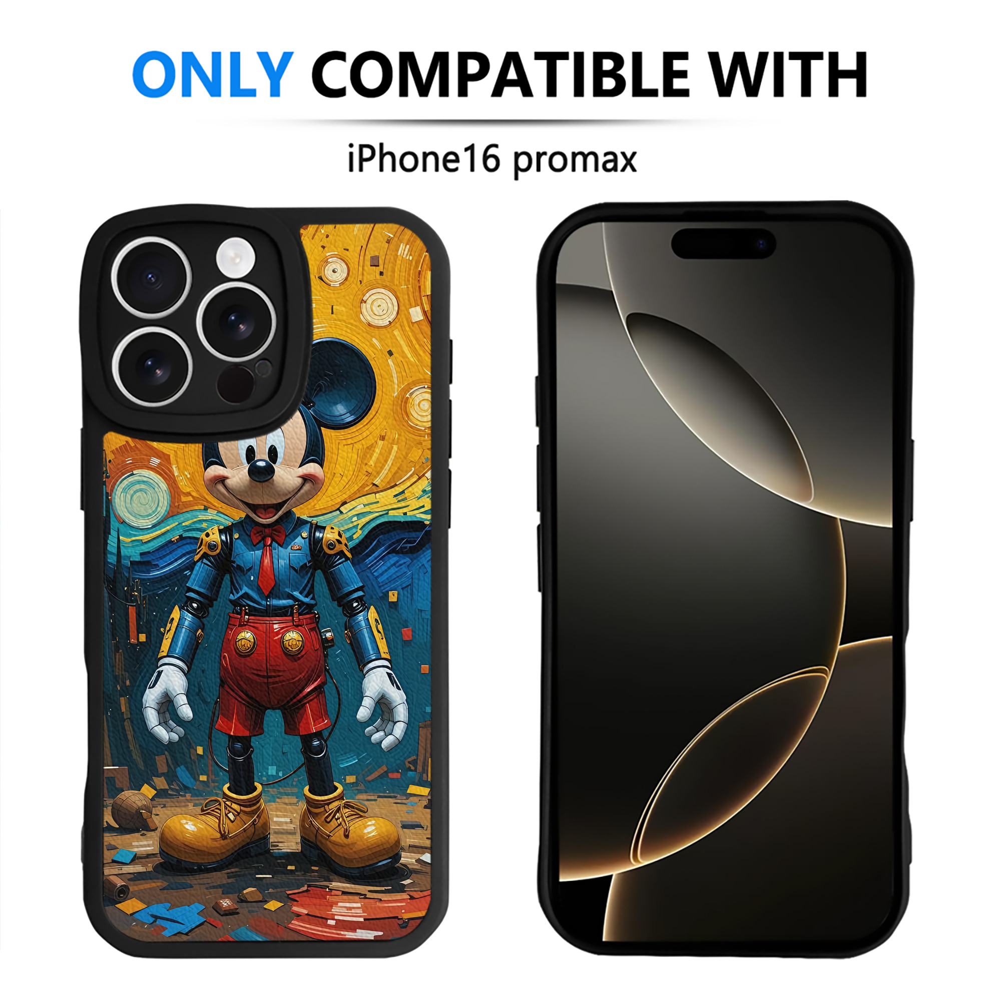 （画像用） ミッキーマウス Mickey Mouse 【iPhone 16シリーズ対応】シリコンスマホケース（レザー調） 材質：シリコン